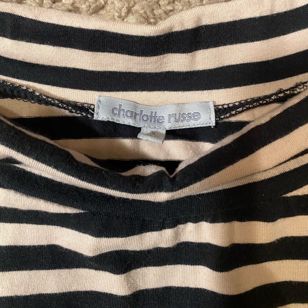 Charlotte Russe Black White Striped Mini Skirt Women’s Size S Stretch Cotton - Picture 2 of 6